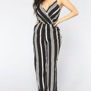 Stripe Jumpsuit/Romper - Black/White